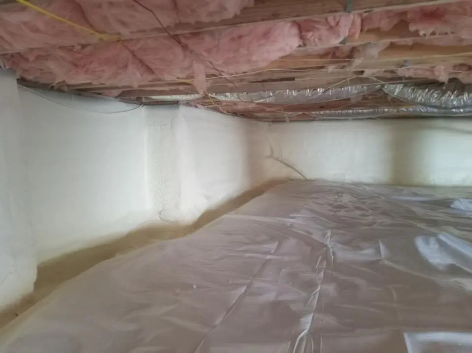 Crawl space encapsulation with closed-cell spray foam for Flat Roof Repair in Lyndon